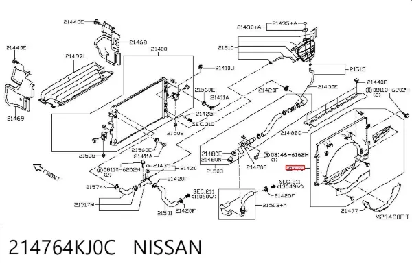 Дифузор (кожух) радіатора охолодження 214764KJ0C Nissan/Infiniti