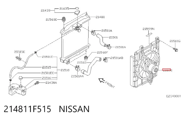 Дифузор (кожух) радіатора охолодження 214811F515 Nissan/Infiniti