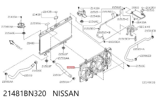 Вентилятор охолодження радіатора 21481BN320 Nissan/Infiniti