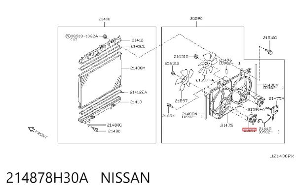 Двигун вентилятора системи охолодження 214878H30A Nissan/Infiniti