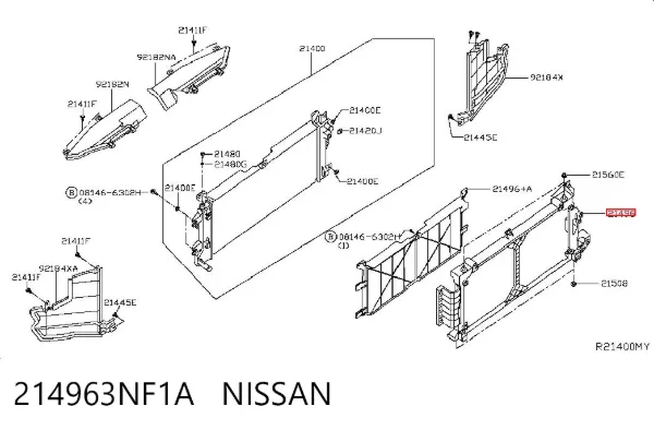 Рамка кріплення радіатора 214963NF1A Nissan/Infiniti