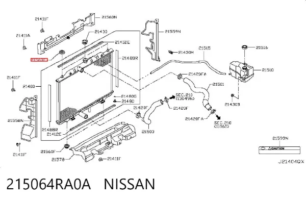 Подушка кріплення радіатора верхня 215064RA0A Nissan/Infiniti