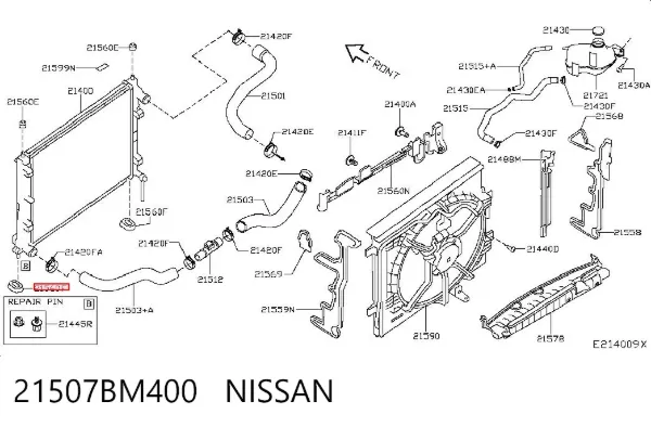 Подушка радіатора охолодження, нижня 21507BM400 Nissan/Infiniti