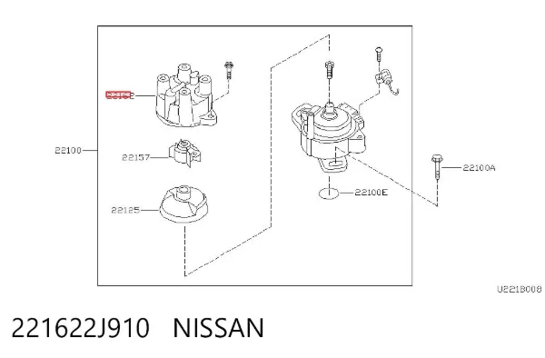 Кришка трамблеру 221622J910 Nissan/Infiniti
