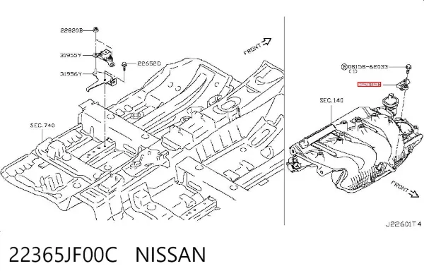 Датчик тиску вихлопних газів 22365JF00C Nissan/Infiniti