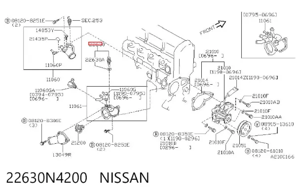 Датчик температури охолоджуючої рідини 22630N4200 Nissan/Infiniti