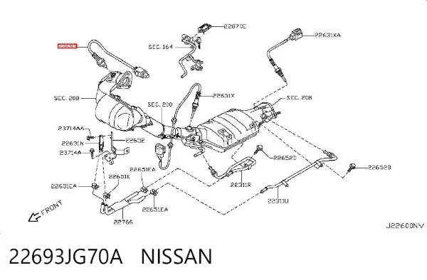 Лямбдазонд, датчик кисню до каталізатора 22693JG70A Nissan/Infiniti