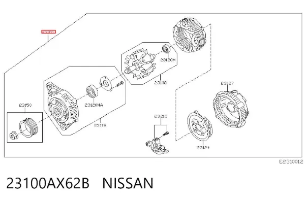 Генератор 23100AX62B Nissan/Infiniti