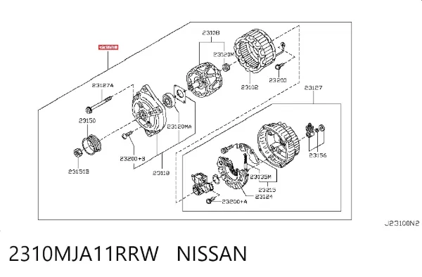 Генератор 2310MJA11RRW Nissan/Infiniti