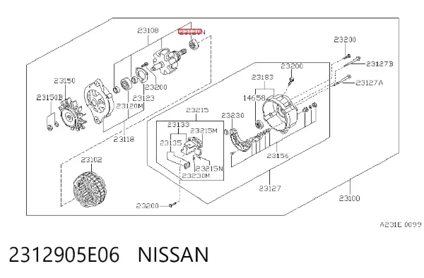Підшипник генератора 2312905E06 Nissan/Infiniti