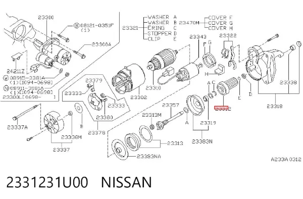 Бендикс стартера Nissan Maxima A33