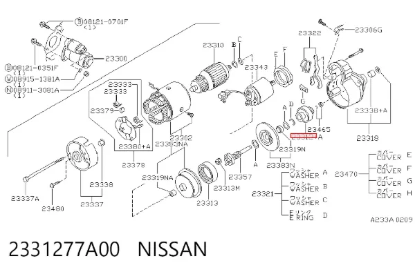 Бендикс стартера 2331277A00 Nissan/Infiniti