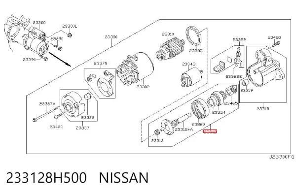 Бендикс стартера 233128H500 Nissan/Infiniti