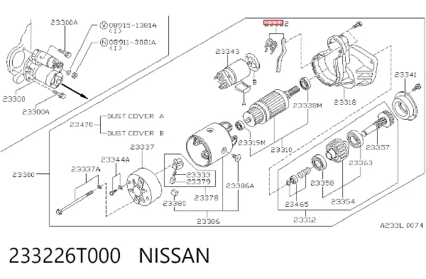 Супорт гальмівний передній правий 233226T000 Nissan/Infiniti