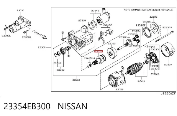 Бендикс стартера 23354EB300 Nissan/Infiniti