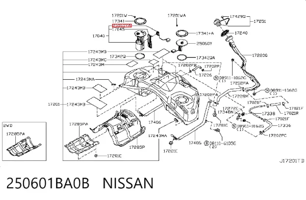 Датчик рівня палива 250601BA0B Nissan/Infiniti