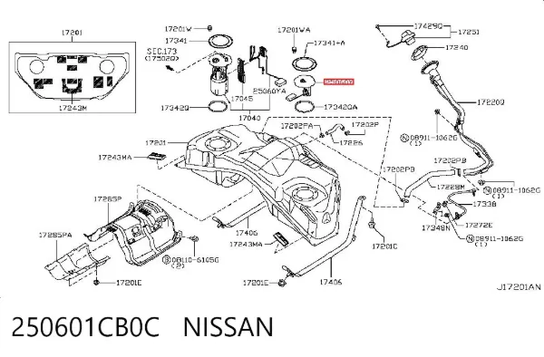 Датчик рівня палива 250601CB0C Nissan/Infiniti