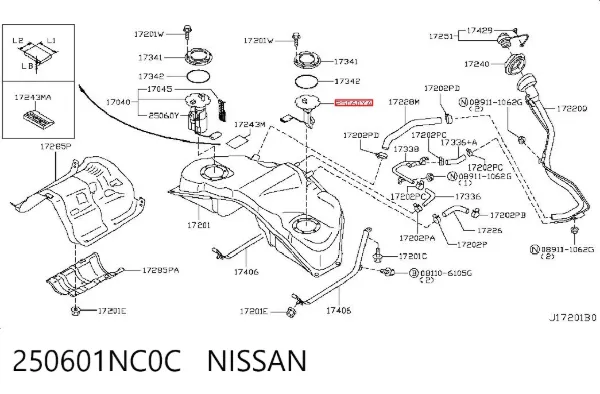 Датчик рівня палива в баку, лівий 250601NC0C Nissan/Infiniti
