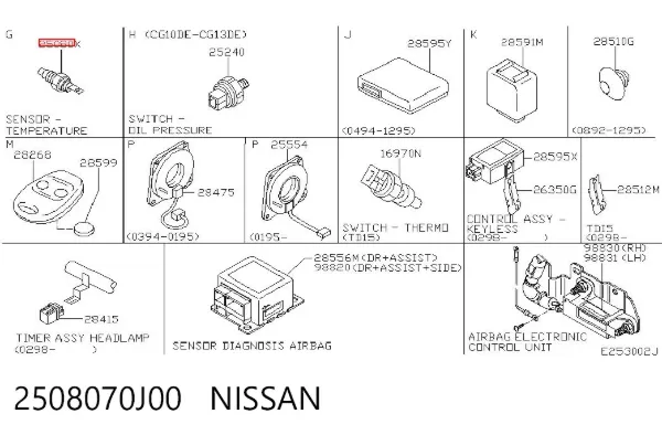 Датчик температури охолоджуючої рідини 2508070J00 Nissan/Infiniti