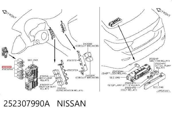 Реле протитуманної фари 252307990A Nissan/Infiniti