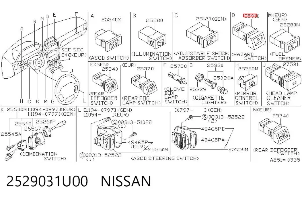 Кнопка аварійки Nissan Maxima A32