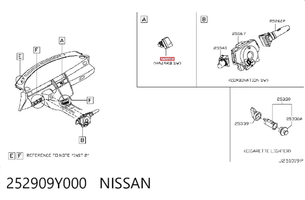 Кнопка аварійки Nissan Teana J31