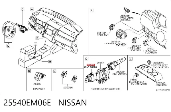 Перемикач підрульовий, лівий 25540EM06E Nissan/Infiniti