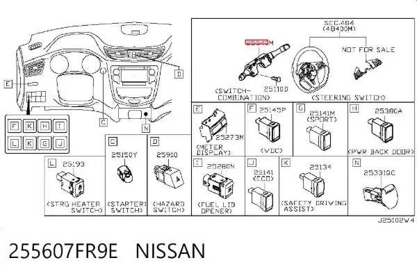 Підрульовий перемикач 255607FR9E Nissan/Infiniti
