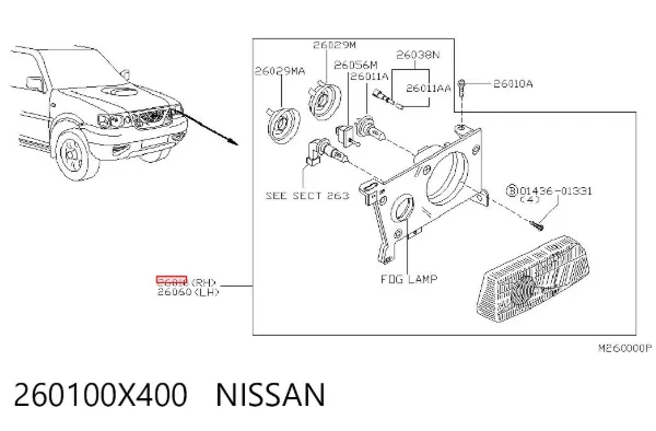 Фара права 260100X400 Nissan/Infiniti