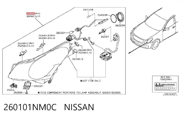 Фара права 260101NM0C Nissan/Infiniti