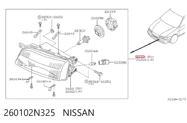 Фара права 260102N325 Nissan/Infiniti