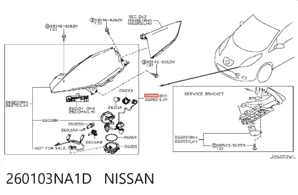 Фара права 260103NA1D Nissan/Infiniti