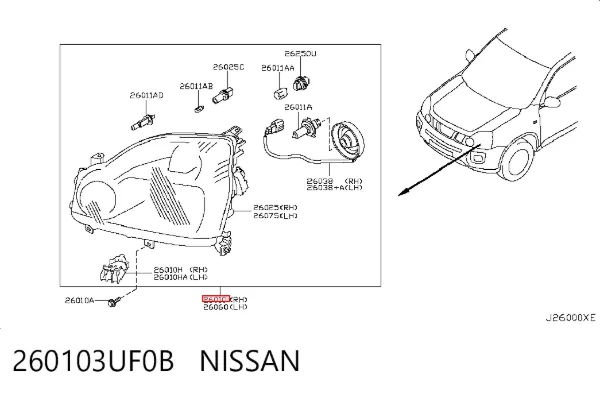 Фара права 260103UF0B Nissan/Infiniti