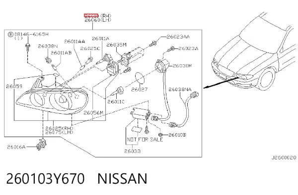 Фара права 260103Y670 Nissan/Infiniti