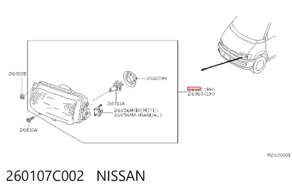 Фара права 260107C002 Nissan/Infiniti