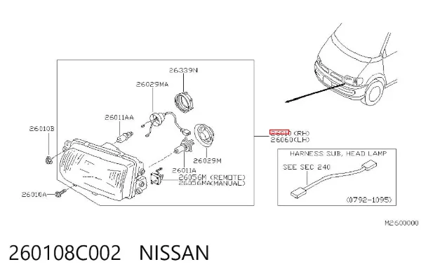 Фара права 260108C002 Nissan/Infiniti