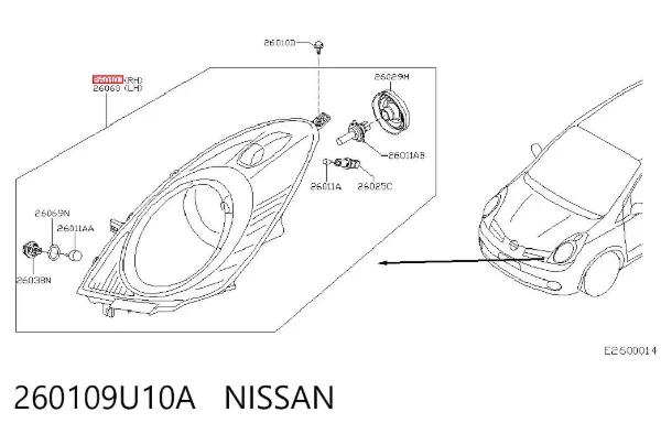 Фара права 260109U10A Nissan/Infiniti