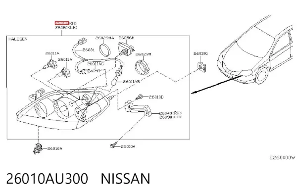 Фара права 26010AU300 Nissan/Infiniti