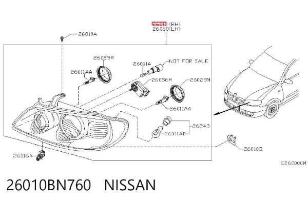 Фара права 26010BN760 Nissan/Infiniti