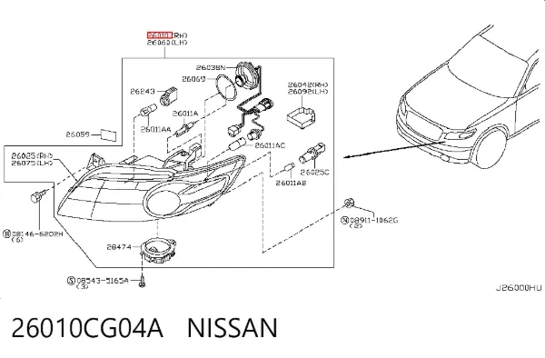 Фара права 26010CG04A Nissan/Infiniti