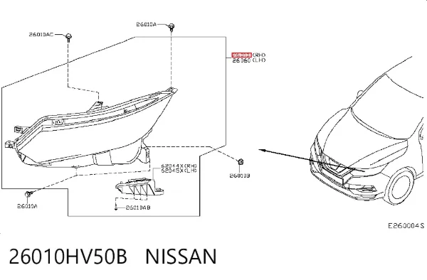 Фара права 26010HV50B Nissan/Infiniti