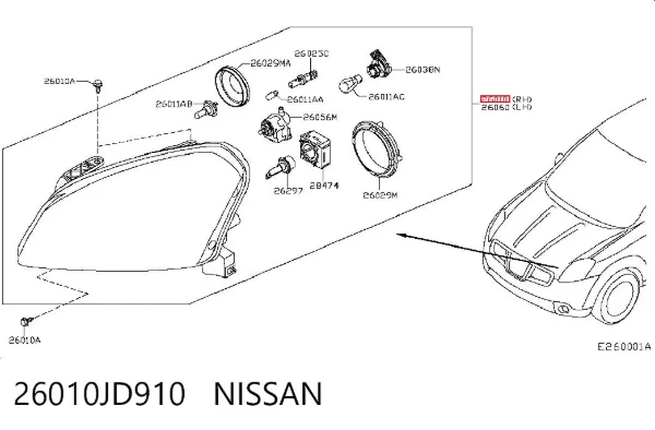 Фара права 26010JD910 Nissan/Infiniti