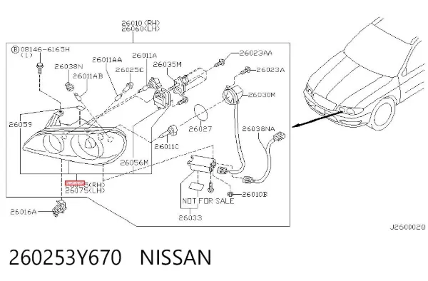Фара права 260253Y670 Nissan/Infiniti