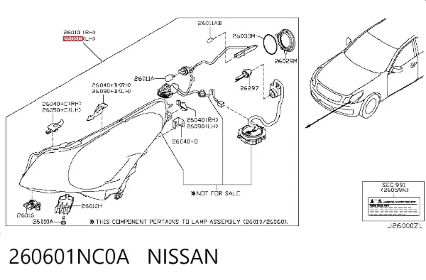 Фара ліва 260601NC0A Nissan/Infiniti