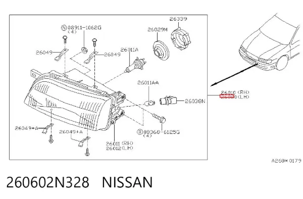 Фара ліва 260602N328 Nissan/Infiniti