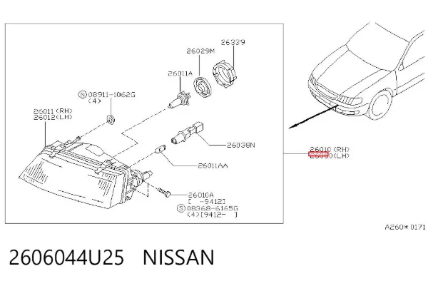 Фара ліва Nissan Maxima A32