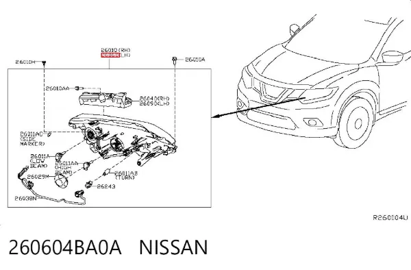 Фара ліва 260604BA0A Nissan/Infiniti