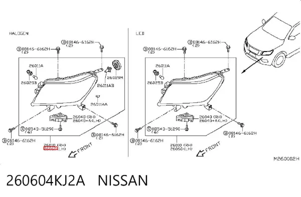 Фара ліва 260604KJ2A Nissan/Infiniti