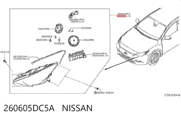 Фара ліва 260605DC5A Nissan/Infiniti