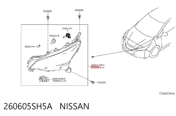 Фара ліва 260605SH5A Nissan/Infiniti